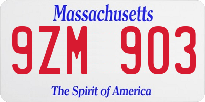 MA license plate 9ZM903