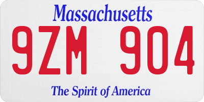 MA license plate 9ZM904