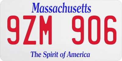 MA license plate 9ZM906