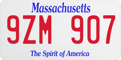 MA license plate 9ZM907