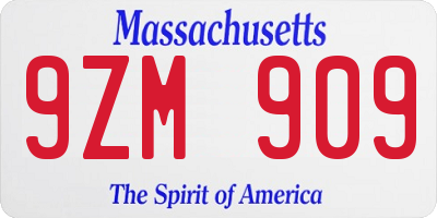 MA license plate 9ZM909