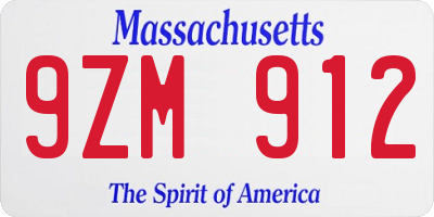 MA license plate 9ZM912