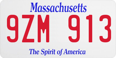 MA license plate 9ZM913