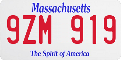 MA license plate 9ZM919