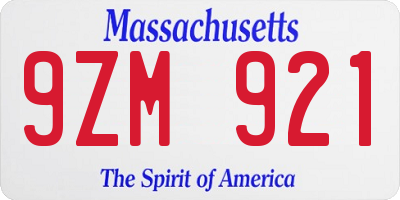 MA license plate 9ZM921
