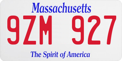 MA license plate 9ZM927