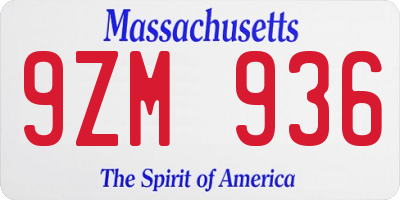 MA license plate 9ZM936