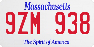 MA license plate 9ZM938