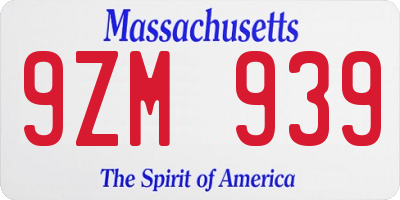 MA license plate 9ZM939