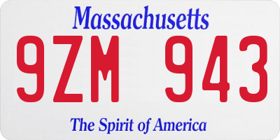 MA license plate 9ZM943