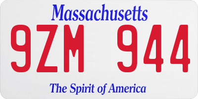 MA license plate 9ZM944