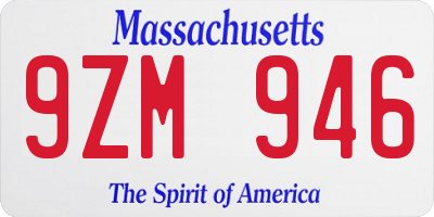 MA license plate 9ZM946