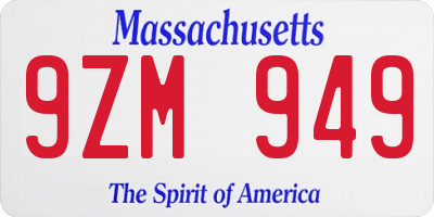 MA license plate 9ZM949