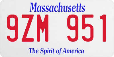 MA license plate 9ZM951