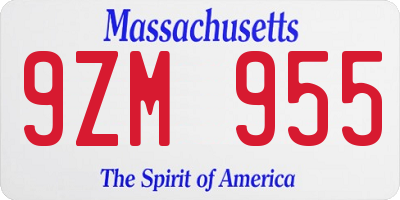 MA license plate 9ZM955