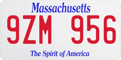 MA license plate 9ZM956