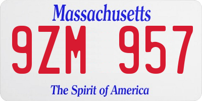 MA license plate 9ZM957