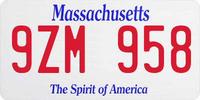 MA license plate 9ZM958