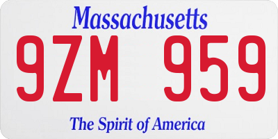 MA license plate 9ZM959