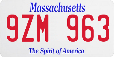 MA license plate 9ZM963