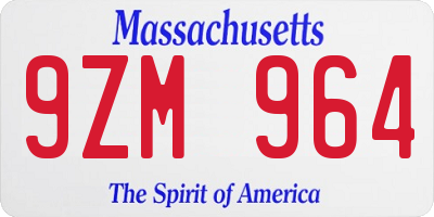 MA license plate 9ZM964