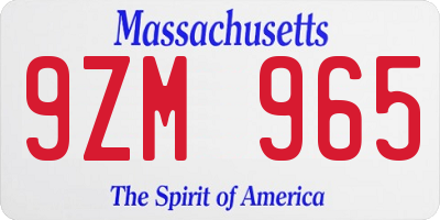 MA license plate 9ZM965