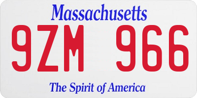 MA license plate 9ZM966