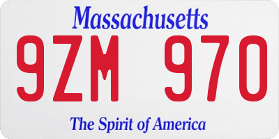 MA license plate 9ZM970