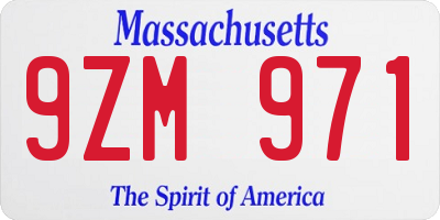 MA license plate 9ZM971