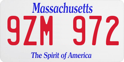 MA license plate 9ZM972