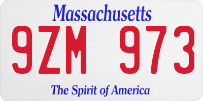 MA license plate 9ZM973