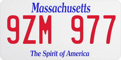 MA license plate 9ZM977