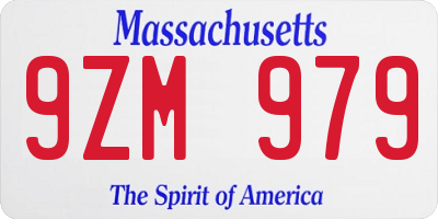 MA license plate 9ZM979