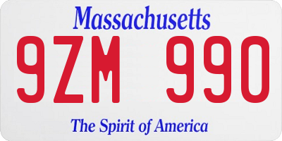 MA license plate 9ZM990