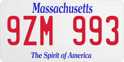 MA license plate 9ZM993