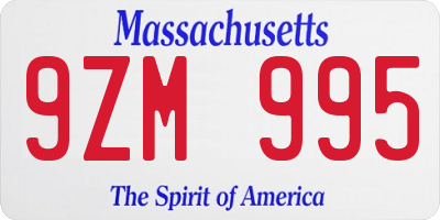 MA license plate 9ZM995