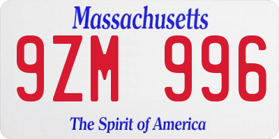 MA license plate 9ZM996