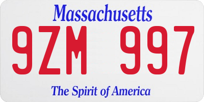MA license plate 9ZM997