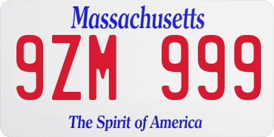 MA license plate 9ZM999
