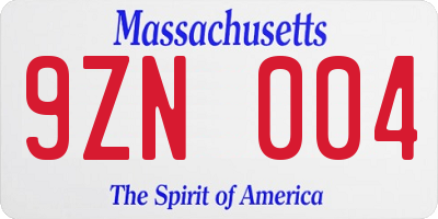 MA license plate 9ZN004