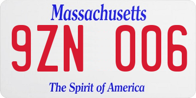 MA license plate 9ZN006