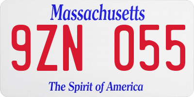 MA license plate 9ZN055