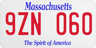 MA license plate 9ZN060