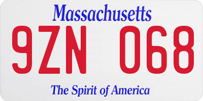MA license plate 9ZN068