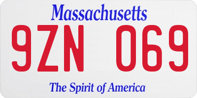 MA license plate 9ZN069