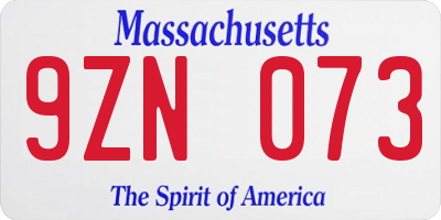 MA license plate 9ZN073