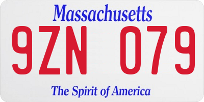 MA license plate 9ZN079