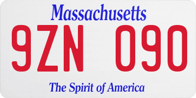 MA license plate 9ZN090