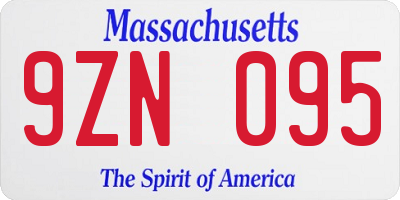 MA license plate 9ZN095