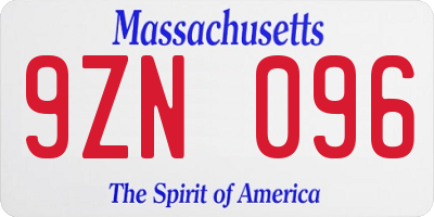 MA license plate 9ZN096